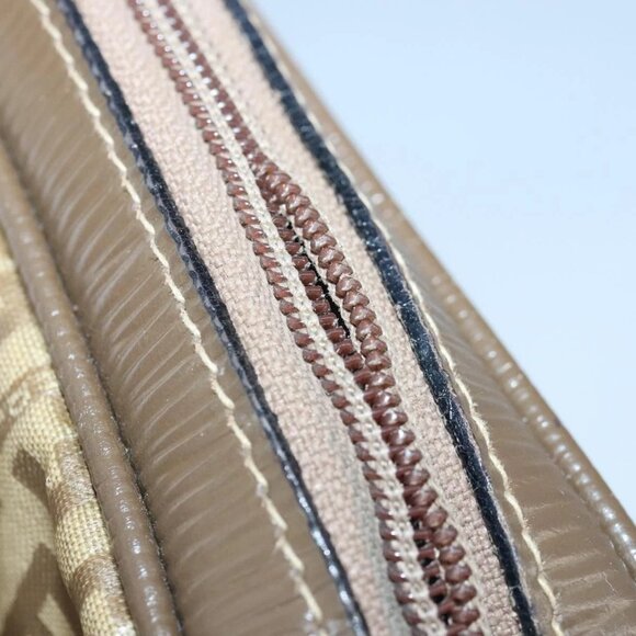 FENDI Zucchino Canvas Shoulder Bag Coated Canvas Brown Auth - Picture 7 of 16